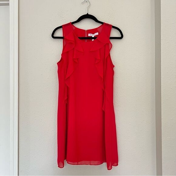 BCBGeneration Red Ruffle Shift Dress NEW Size XS - Picture 3 of 8